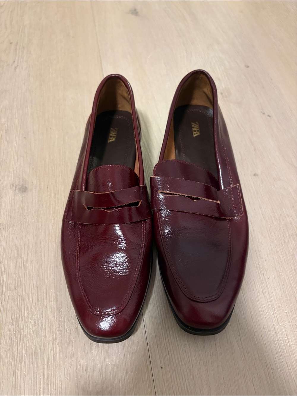 Zara Women's Penny Loafers in Burgundy - Picture 2 of 3